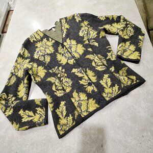 VTG RODIER PARIS Women's Floral Wool Blend Button Down Jacket - Size 12